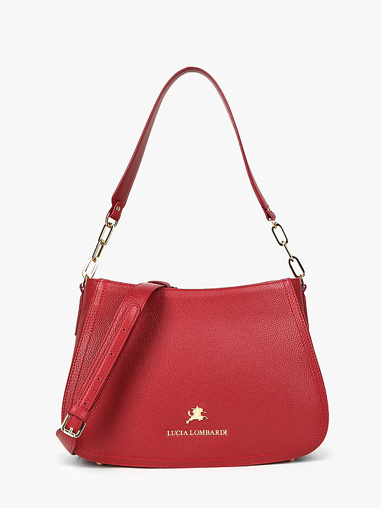 Небольшая базовая ягодно-красная сумка с ручкой на плечо  Lucia Lombardi