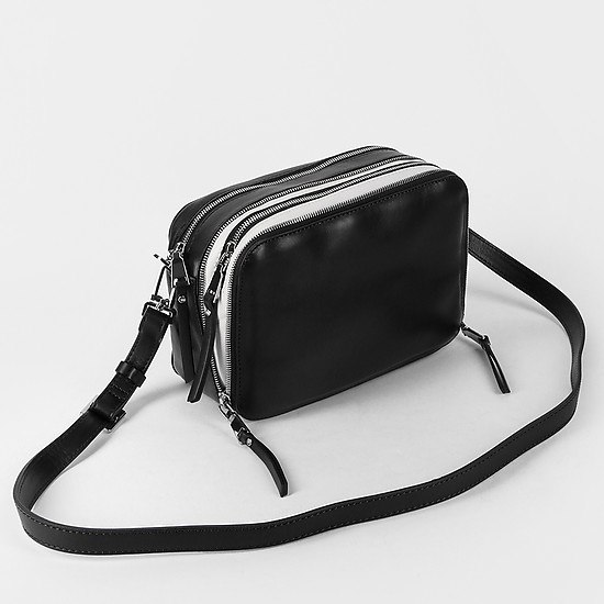 Черно-белая сумка на плечо из натуральной кожи  Gianni Chiarini