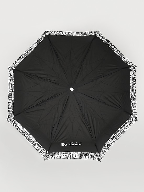 Черно-белый зонт-автомат с брендовым принтом  Baldinini