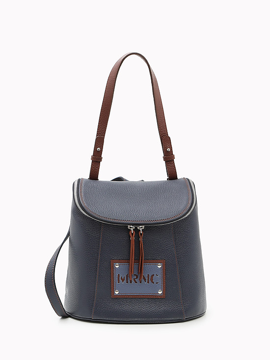 Синяя сумка-рюкзак из мягкой кожи  Marina Creazioni