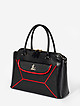 Черная кожаная сумка-тоут с красной отделкой  Lucia Lombardi