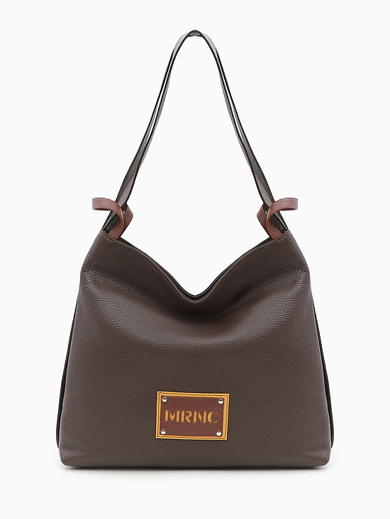 Коричневая сумка-мешок из мелкозернистой кожи  Marina Creazioni