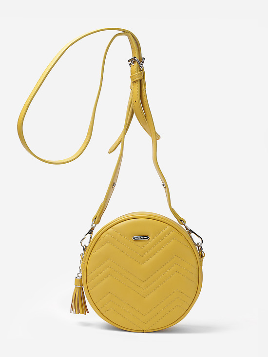 Круглая сумочка кросс-боди из экокожи горчично-желтого оттенка  David Jones