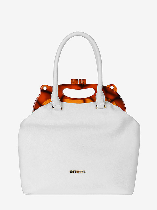 Белая сумка-тоут из экокожи в ретро-стиле  Richezza