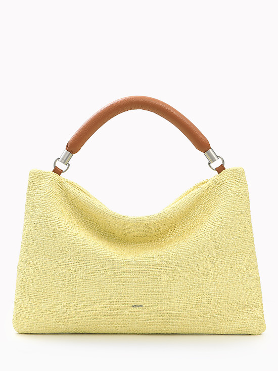 Желтая мягкая сумка из раффии  Arcadia