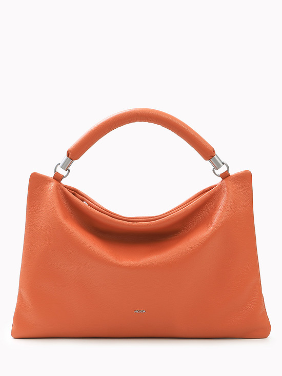 Оранжевая мягкая сумка из натуральной кожи  Arcadia