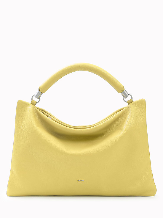 Желтая мягкая сумка из натуральной кожи  Arcadia
