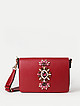 Красная сумочка-клатч из сафьяновой кожи с декором из страз  Gianni Chiarini