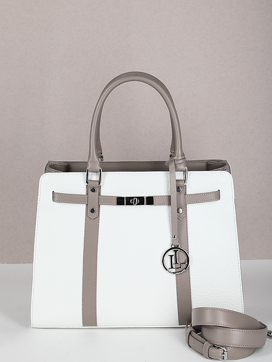 Белая сумка-тоут из крупнозернистой кожи  Lucia Lombardi