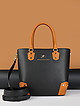 Комбинированная сумка-тоут из черной и коньячной кожи  Lucia Lombardi