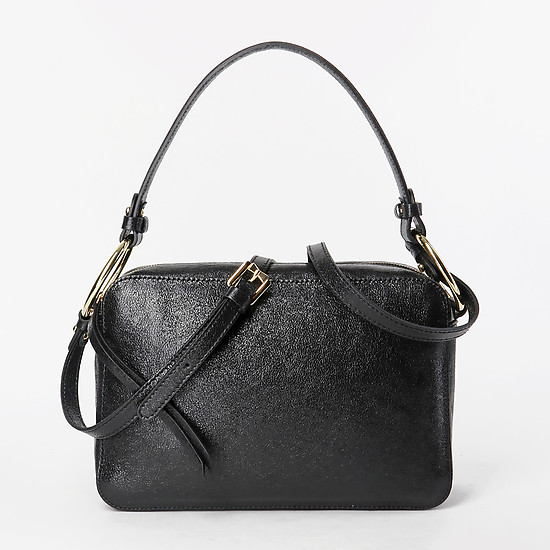 Небольшая черная сумка из мягкой кожи с лаковым блеском  Gianni Chiarini