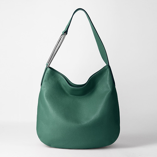 Бирюзовая сумка-хобо из мягкой кожи с серебристым декором  Gianni Chiarini