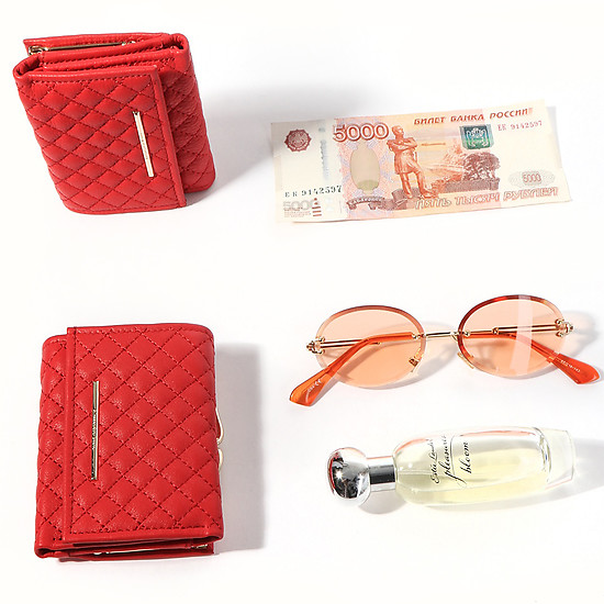 Компактный кошелек из красной стеганой кожи  Alessandro Beato