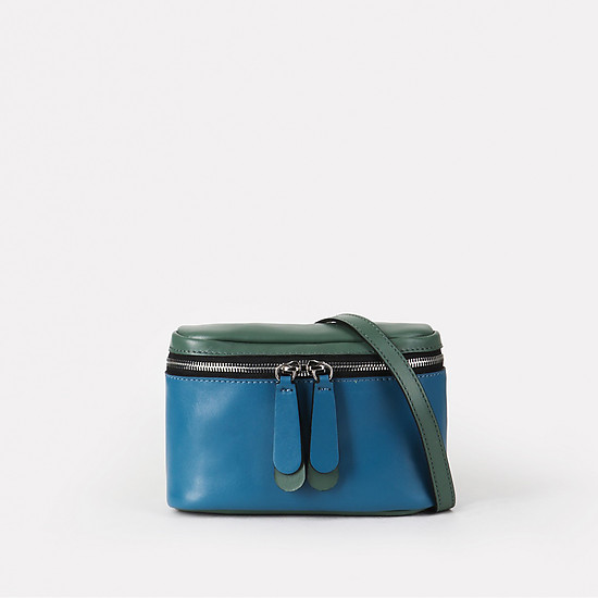 Поясная сумка-шкатулка из мягкой голубой и зеленой кожи  Gianni Chiarini