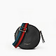 Небольшая черная кожаная сумка с текстильным ремнем  Gianni Chiarini
