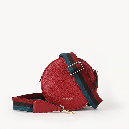 Небольшая красная кожаная сумка с текстильным ремнем  Gianni Chiarini