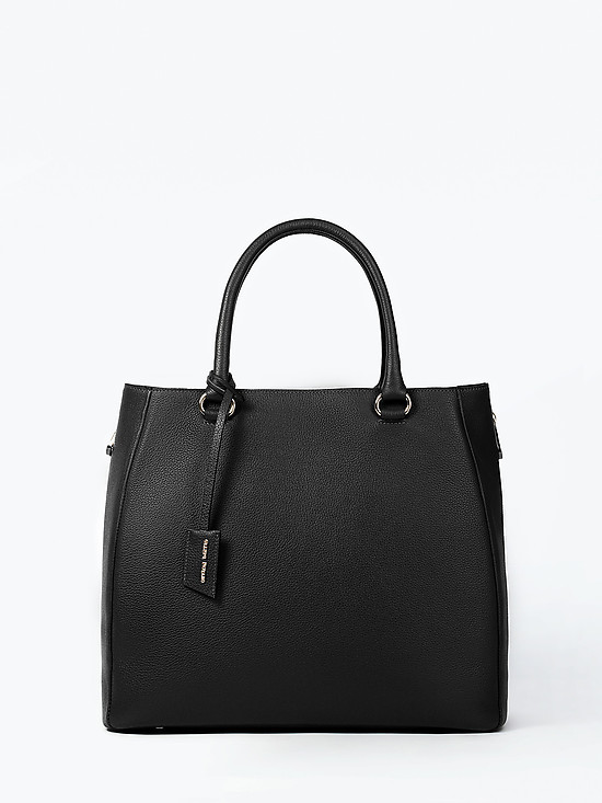 Черная деловая сумка-тоут из натуральной кожи  Gianni Notaro