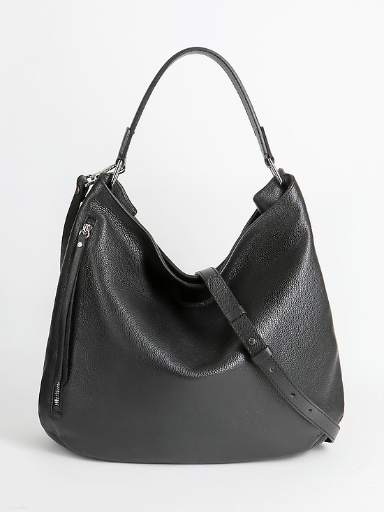 Мягкая сумка-хобо из кожи черного цвета  Gianni Chiarini