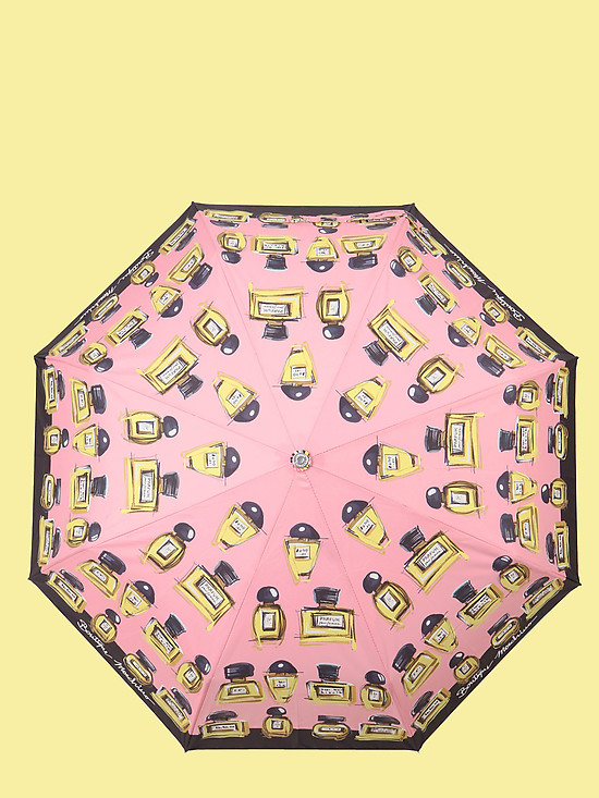 Розовый зонт-автомат с принтом PERFUMES  Moschino
