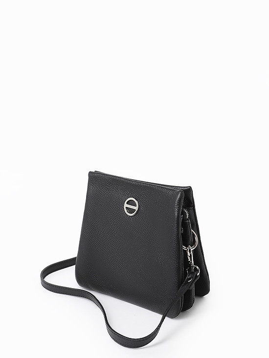 Черная кожаная сумка-планшет со съемным ремешком  Folle