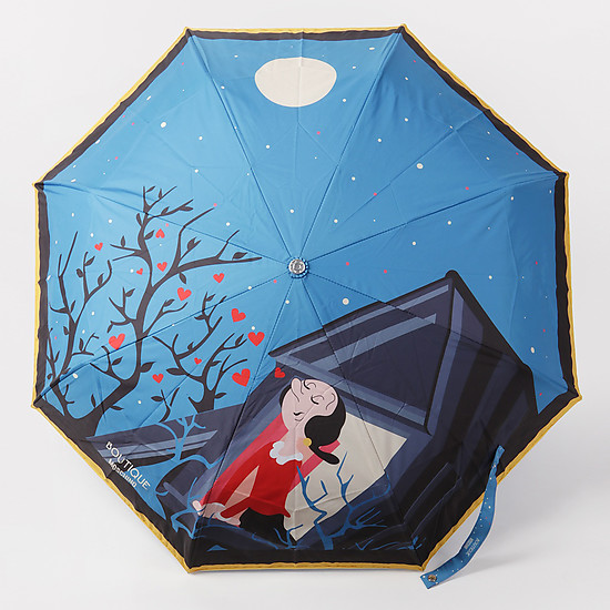 Голубой складной зонт с мультяшным принтом  Moschino