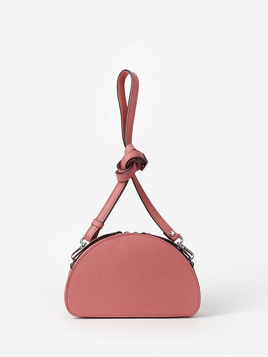 Полукруглая поясная сумка из кожи цвета розовой азалии с наплечным ремешком  Gianni Chiarini