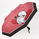 Складной красный зонт с сердечками и мультяшным принтом  Moschino
