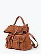 Коричневая сумка-рюкзак из мягкой кожи с винтажным эффектом и плетением  Folle