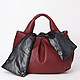 Бордовая двусторонняя сумка из мягкой кожи в сочетании со стеганой болоньевой тканью  Roberta Gandolfi
