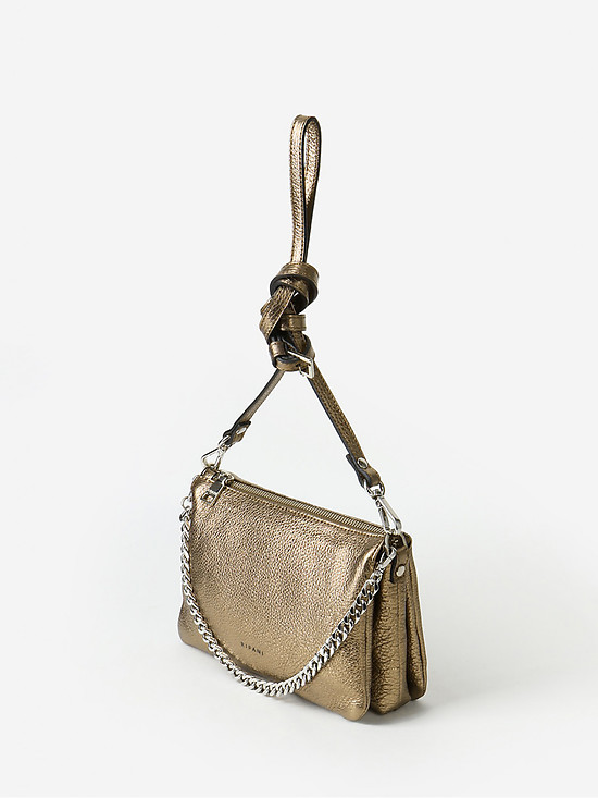 Прямоугольная сумочка-клатч из бронзовой кожи с двумя ремешками  Ripani