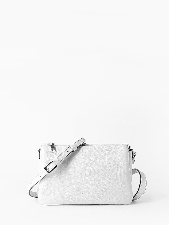 Прямоугольная сумочка-клатч из белой кожи с двумя ремешками  Ripani