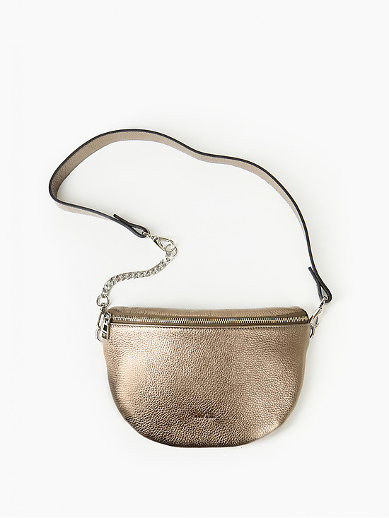 Маленькая полукруглая сумочка кросс-боди из кожи с бронзовым отливом  Ripani