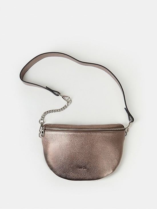 Маленькая полукруглая сумочка кросс-боди из бронзовой кожи  Ripani