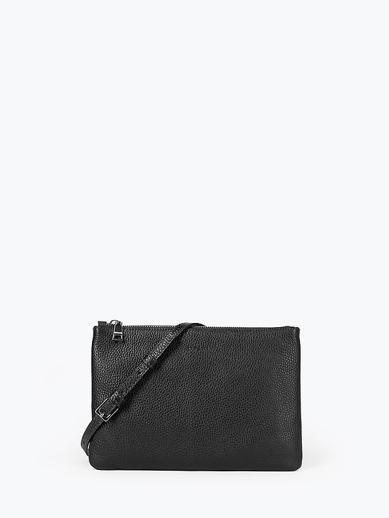 Плоская черная сумочка кросс-боди из мягкой кожи со съемным ремешком  Ripani