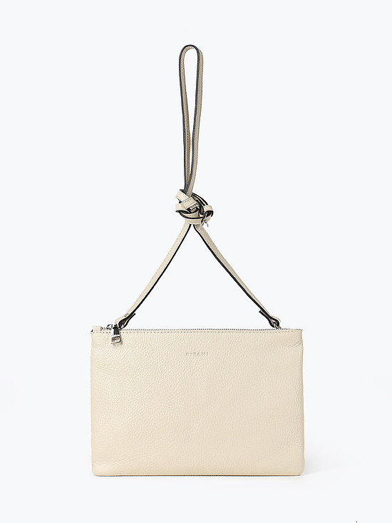 Плоская кремовая сумочка кросс-боди из мягкой кожи со съемным ремешком  Ripani