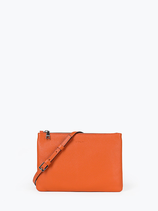 Плоская оранжевая сумочка кросс-боди из мягкой кожи со съемным ремешком  Ripani