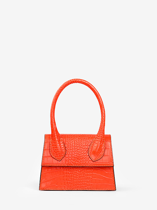 Оранжевая мини сумочка-боулер из кожи под крокодила  Jazy Williams