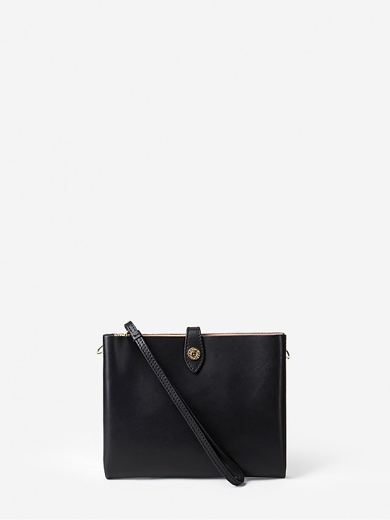 Мини-сумочка из мягкой черной кожи со съемным ремешком  Gianni Chiarini