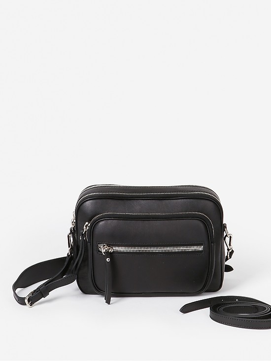 Маленькая черная кожаная сумочка с комплектом из двух ремней  Gianni Chiarini