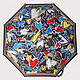 Черный складной зонт с принтом из разноцветных сердец  Moschino