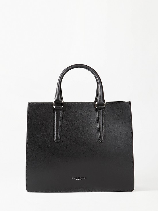 Черная сумка-тоут с зелеными боковыми панелями  Gianni Chiarini