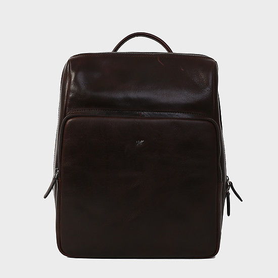 Темно-коричневый кожаный рюкзат тс отделением для ноутбука  Braun Buffel