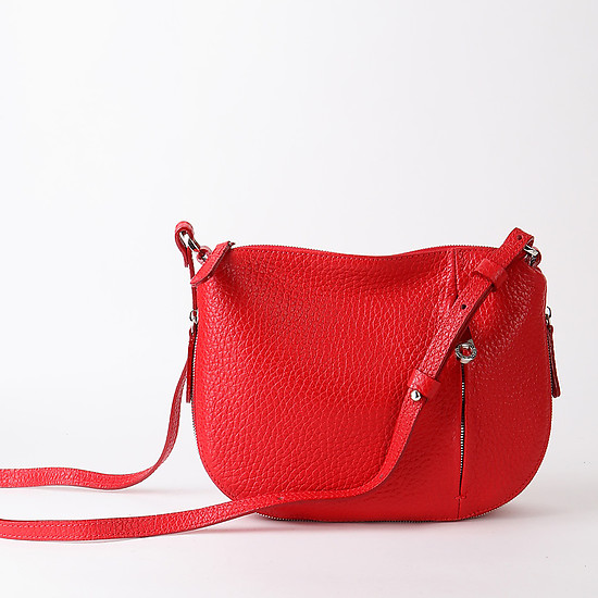 Красная кожаная сумочка кросс-боди с молнией-расширителем  Di Gregorio
