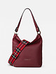 Мягкая сумка на плечо из бордовой кожи с текстильным ремешком  Alessandro Beato