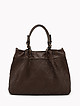 Темно-коричневая сумка-тоут из мягкой кожи с плетением в винтажном стиле  Folle