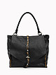 Черная сумка-сэтчел в стиле бохо из кожи с винтажным эффектом  Folle