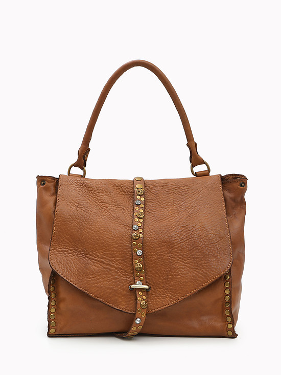 Коричневая сумка-сэтчел в стиле бохо из кожи с винтажным эффектом  Folle
