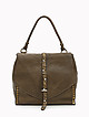 Серо-бежевая сумка-сэтчел в стиле бохо из кожи с винтажным эффектом  Folle