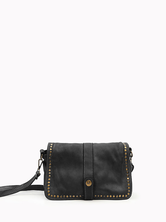 Черная сумочка кросс-боди в винтажном стиле из мягкой кожи  Folle