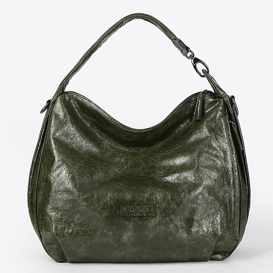 Зеленая сумка-хобо из мягкой кожи в винтажном стиле  Bruno Rossi